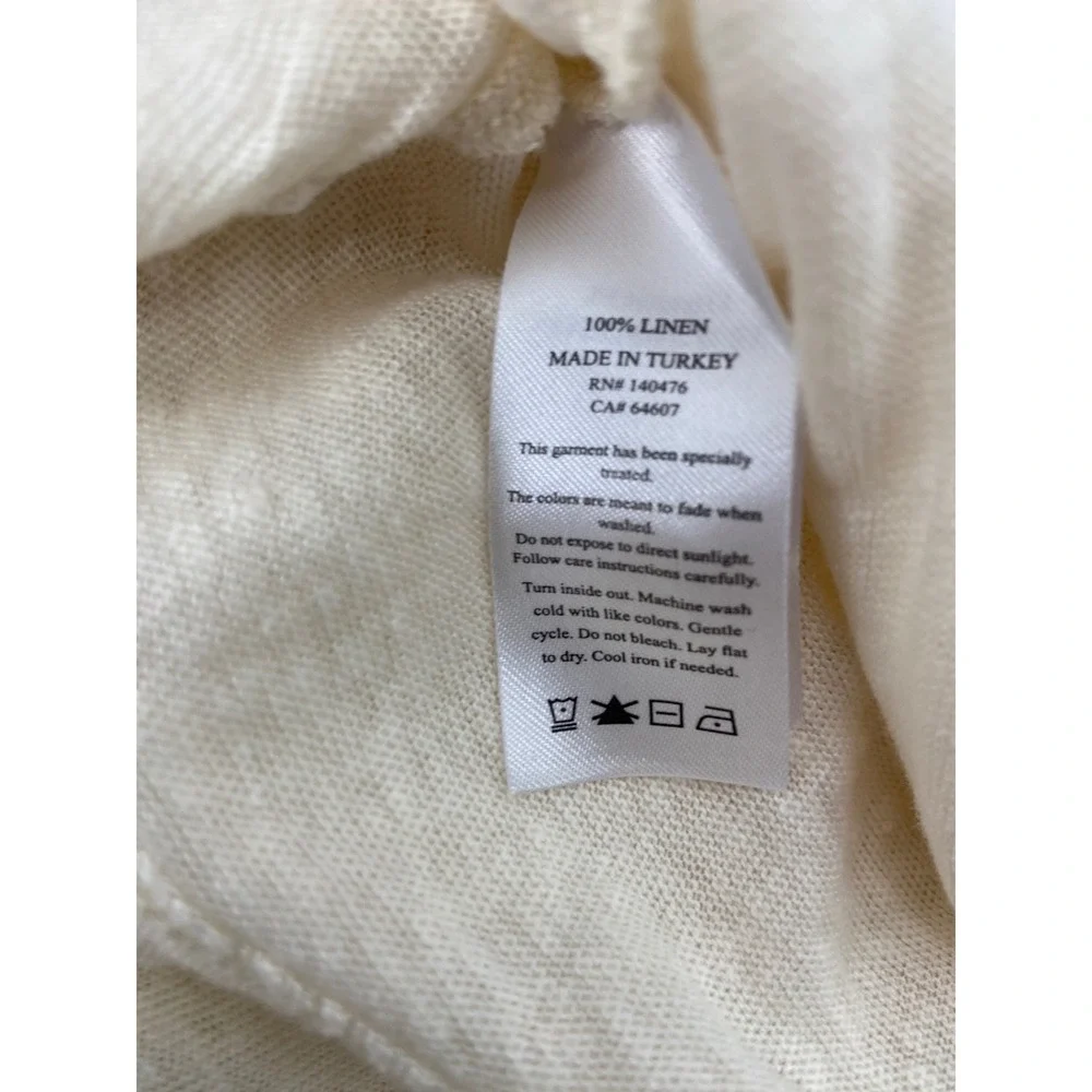 Faherty Polo Mens 2XL Ivory Short Sleeve Linen Coastal Breathable Light Resort